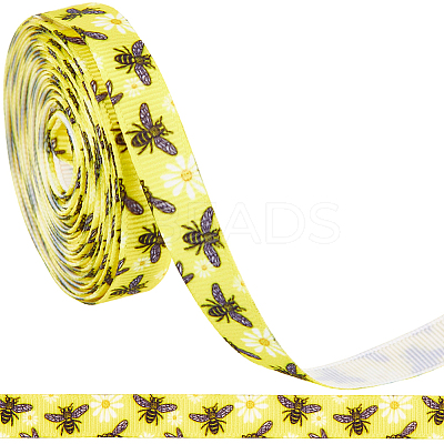 Polyester Bees Printed Grosgrain Ribbons LS-SRIB-WH20020-018C-1