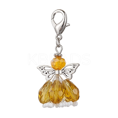 Angel Glass Beaded & Alloy Pendant Decorations HJEW-MZ00189-01-1