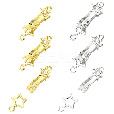 6Pcs 2 Colors Brass Micro Pave Clear Cubic Zirconia Interlocking Clasps KK-CJ0005-91-1