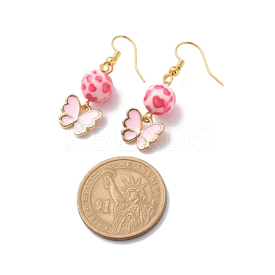 3 Pairs 3 Style Pink Alloy Enamel Charms & Resin Beads Dangle Earrings EJEW-JE05030-01-1
