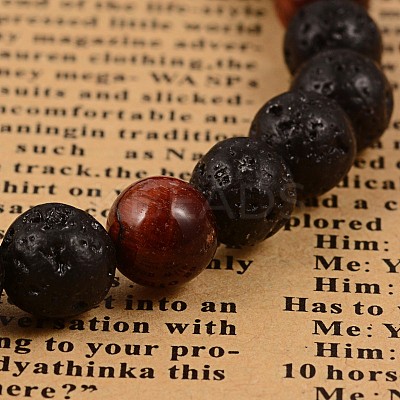 Natural Lava Rock Beaded Stretch Bracelets BJEW-F188-23-1