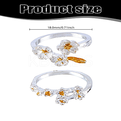 2Pcs 2 Styles Alloy Finger Rings for Women RJEW-LP0003-58-1