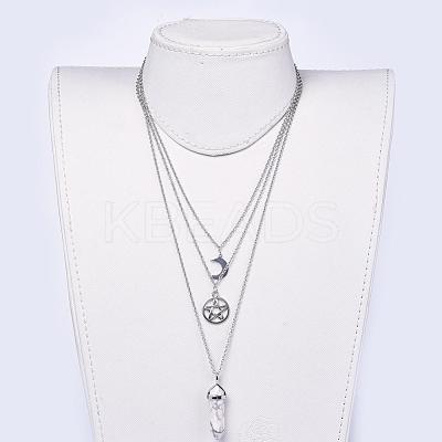 Bullet Natural Howlite Pendant Tiered Necklaces NJEW-JN02457-05-1