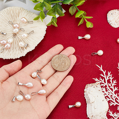 20Pcs 2 Colors Natural Cultured Freshwater Pearl Rice Charms PALLOY-AB00003-1