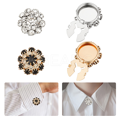 4Pcs 2 Styles Alloy & Brass Rhinestone Cufflinks DIY-NB0013-79A-1