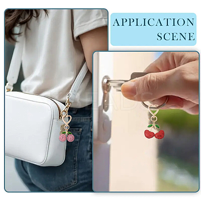 Alloy Polymer Clay Cherry Pendant Decorations HJEW-YW00142-01-1
