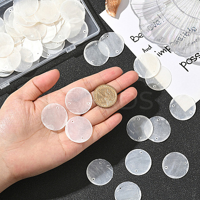 100Pcs Natural Capiz Shell Disc Connector Charms BSHE-SC0001-33-1