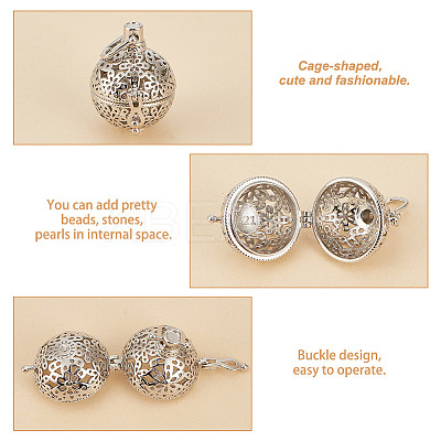 10Pcs 5 Styles Rack Plating Brass Cage Pendants KK-FI0001-10-1