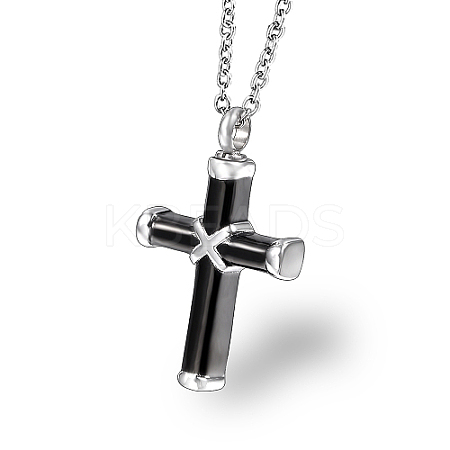 304 Stainless Steel Religion Cross Pendant Necklace LS-QH8600-3-1