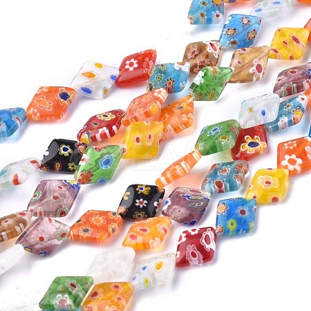 Rhombus Handmade Millefiori Glass Beads LK-R004-48-1