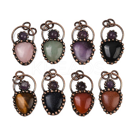 Natural & Synthetic Mixed Gemstone & Natural Amethyst Pendants G-Z101-06R-1