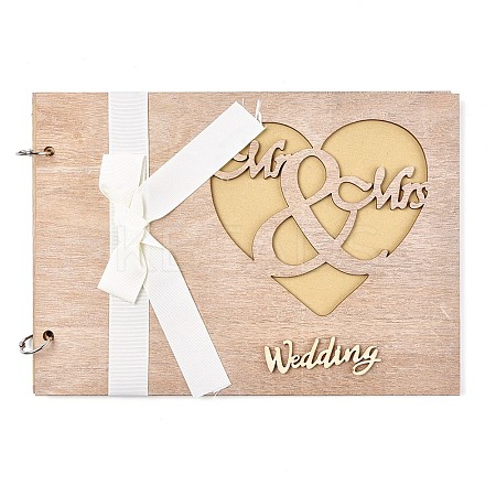 Wooden Wedding Guestbooks Notepad AJEW-M206-11-1
