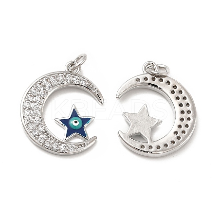 Brass Micro Pave Cubic Zirconia Pendants KK-E068-VB422-1