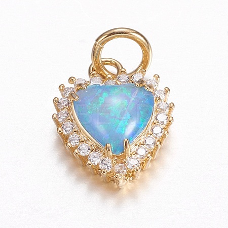 Brass Micro Pave Cubic Zirconia Charms ZIRC-G141-01G-A-1