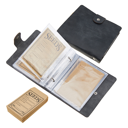 5 Inch PU Leather Cover Garden Seed Storage Organizer 2-Ring Binder Album DIY-FH0009-80B-1