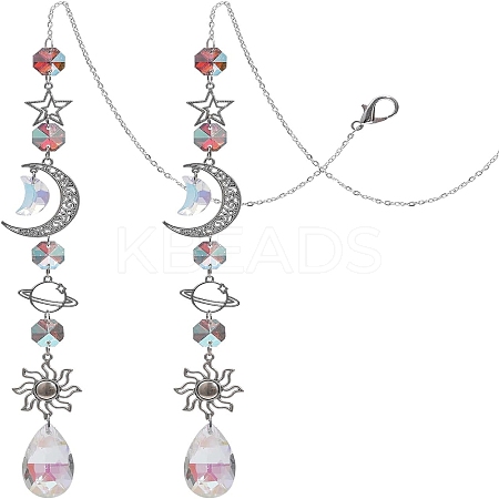 Teardrop Glass Rhinestone Pendant Decoration HJEW-CA0001-55-1