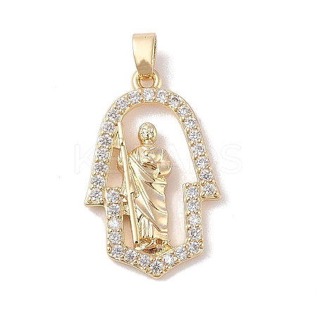 Brass Clear Cubic Zirconia Pendants KK-Z050-04G-1