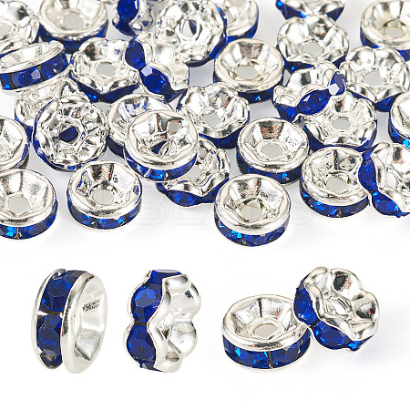 30Pcs 2 Colors Brass Rhinestone Spacer Beads RB-TA0001-29F-1