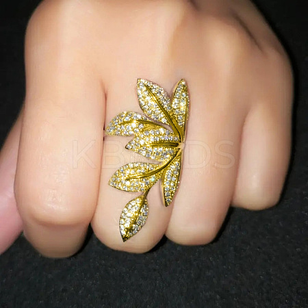 Brass Micro Pave Clear Cubic Zirconia Finger Rings FS-WG77E03-06-1