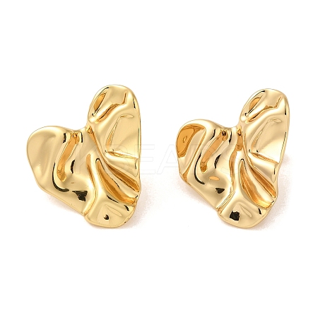 Hammered Heart 304 Stainless Steel Stud Earrings for Women EJEW-U003-02G-01-1