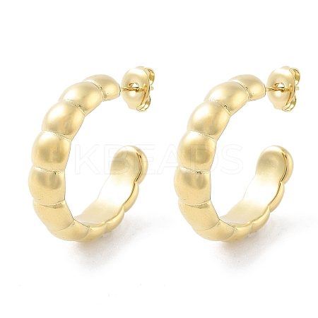 Ion Plating(IP) 304 Stainless Steel Ring Stud Earrings EJEW-P258-04G-1