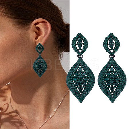 1 Pair Rhinestone Horse Eye Dangle Stud Earrings EJEW-LP0002-92B-1