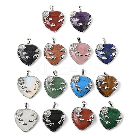 Natural & Synthetic Mixed Stone Heart Pendants G-S391-01-1