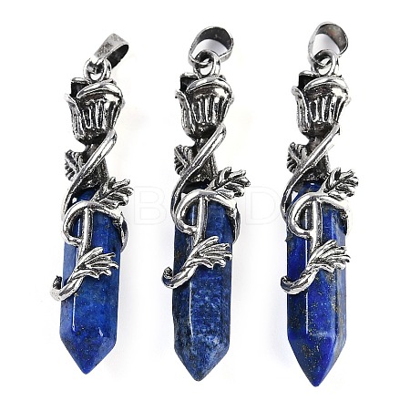 Dyed Natural Lapis Lazuli Faceted Double Termimal Pointed Big Pendants G-P547-03AS-05A-1