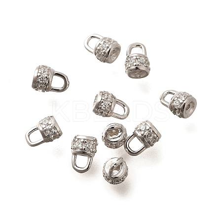 925 Sterling Silver Micro Pave Clear Cubic Zirconia Cord Ends STER-B006-01P-1