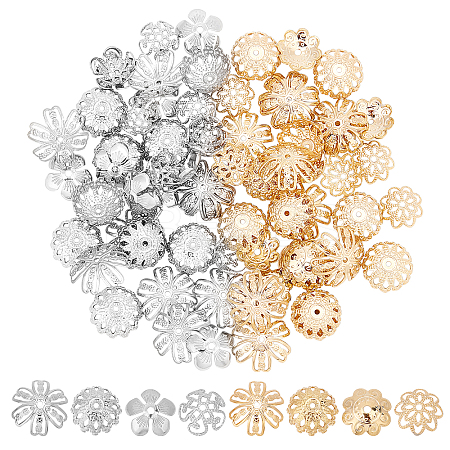 80Pcs 8 Style 304 Stainless Steel & 316 Stainless Steel Bead Caps STAS-UN0032-73-1
