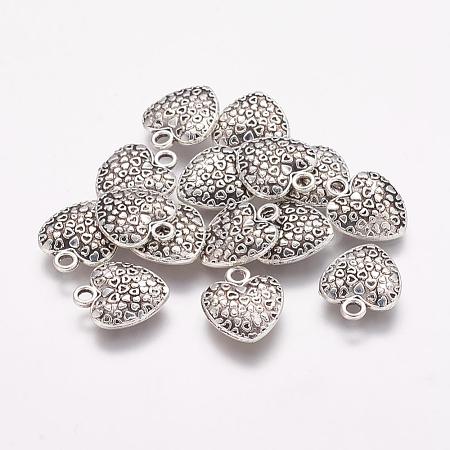Tibetan Style Alloy Heart Charms TIBEP-Q043-180-RS-1