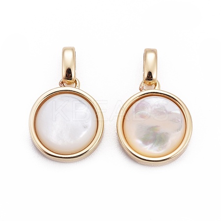 Natural White Shell Mother of Pearl Shell Pendants BSHE-F011-02A-G-1