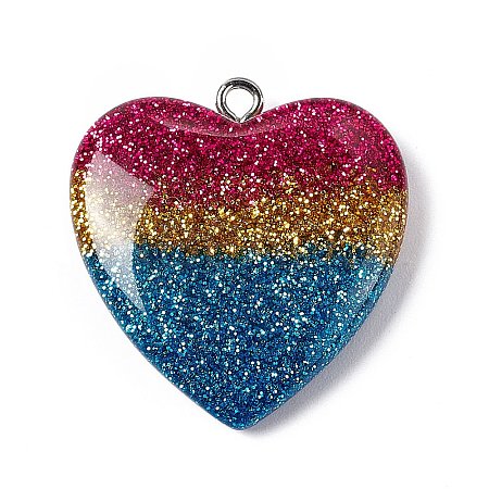 Rainbow Color Transparent Resin Pendants LS-RESI-C029-03-1