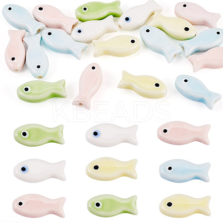 18Pcs Handmade Porcelain Ceramic Beads PORC-TADJ0001-03-1