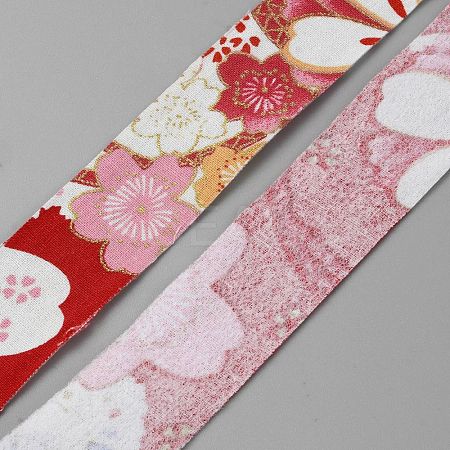 Cotton Flower Print Ribbons OCOR-WH0045-28B-01-1
