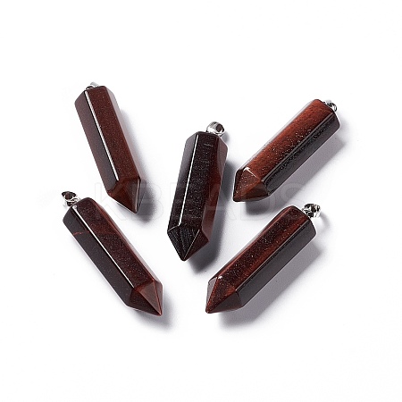 Dyed & Heated Natural Red Tiger Eye Double Terminated Pointed Pendants G-G926-01P-15-1
