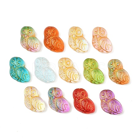 Baking Paint and Golden Metal Enlaced Glass Beads DGLA-T004-21M-1