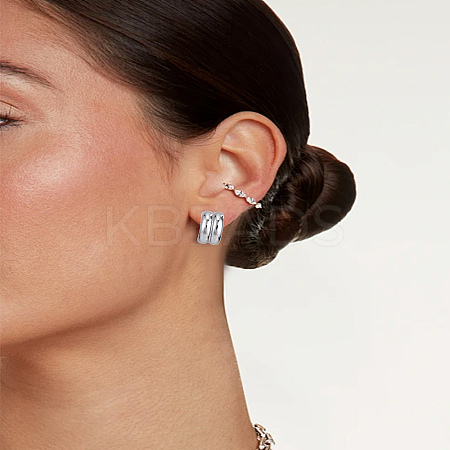 1 Pair Stainless Steel Two-layer C-Shaped Stud Earrings for Women EJEW-LP0012-01P-1