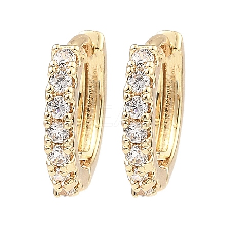Brass with Cubic Zirconia Hoop Earrings EJEW-D078-32KCG-1