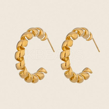 Twist C-Shaped 304 Stainless Steel Stud Earrings LS-RC9217-1