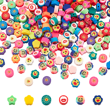 6 Strands 6 Style Handmade Polymer Clay Beads Strands CLAY-AR0001-22-1