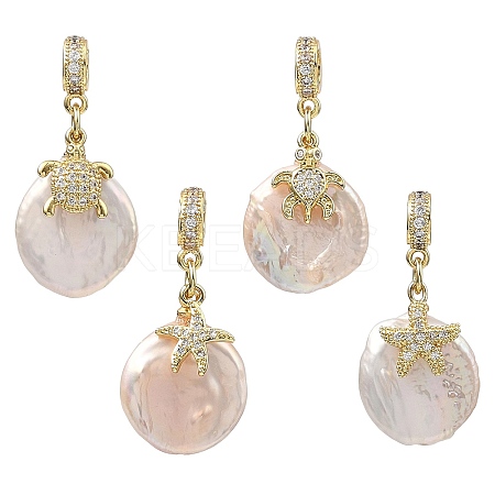 Brass Micro Pave Clear Cubic Zirconia European Dangle Charms PALLOY-JF05895-02-1