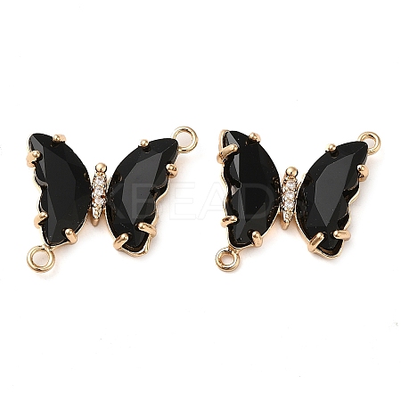 Brass Pave Faceted Glass Connector Charms FIND-Z020-04C-1