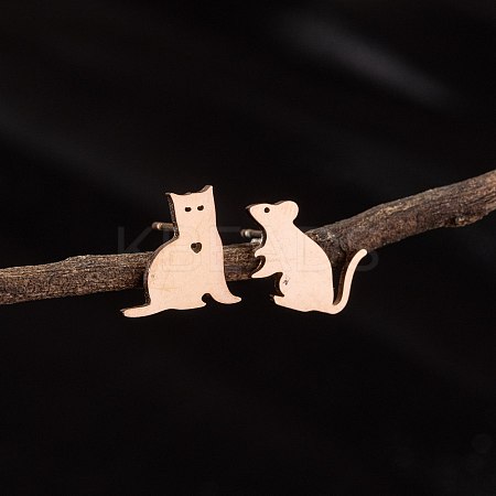 Stainless Steel Small Animal Stud Earrings for Women PW-WG5B49B-23-1