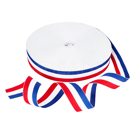 Polyester Grosgrain Ribbon SRIB-WH0009-02B-1