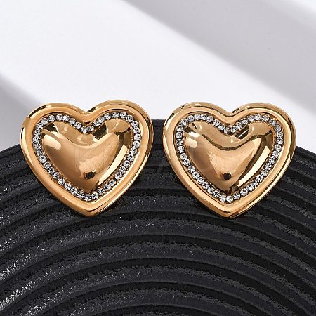 304 Stainless Steel Rhinestone Stud Earrings EJEW-K311-02G-1