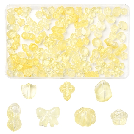 120Pcs 8 Styles Transparent Spray Paint Glass Beads GLAA-FS0002-28-1