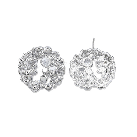 Clear Cubic Zirconia Flower Stud Earrings EJEW-N012-48P-1