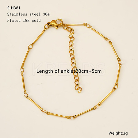 304 Stainless Steel Bar Link Chain Anklets FS-WG7E8C4-06-1