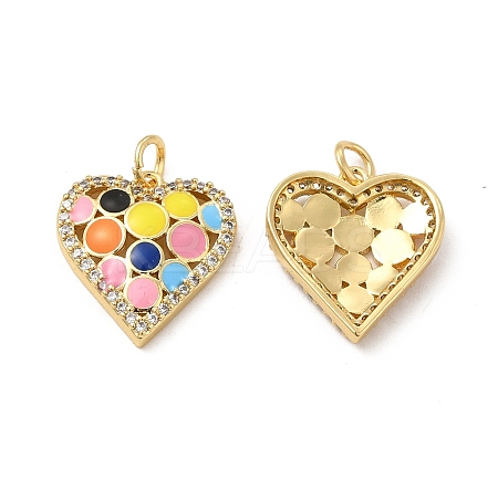Brass Micro Pave Clear Cubic Zirconia Pendants KK-E068-VB123-1